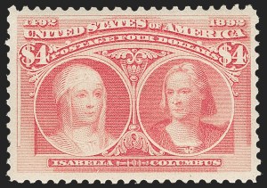 Sale 1217, Lot 998, 1893 Columbian Issue (Scott 230-245), $4.00 Columbian (244) Sale 1217, Lot 998, 1893 Columbian Issue (Scott 230-245)