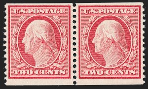 Sale 1221, Lot 1466, 1908-12 Washington-Franklin and Commemorative Issues (Scott 331-396), 2c Carmine, Coil (353) Sale 1221, Lot 1466, 1908-12 Washington-Franklin and Commemorative Issues (Scott 331-396)