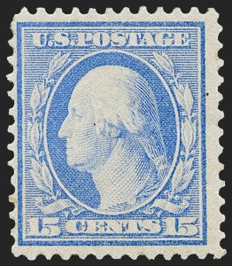 Sale 1221, Lot 1479, 1908-12 Washington-Franklin and Commemorative Issues (Scott 331-396), 15c Pale Ultramarine, Bluish (366) Sale 1221, Lot 1479, 1908-12 Washington-Franklin and Commemorative Issues (Scott 331-396)