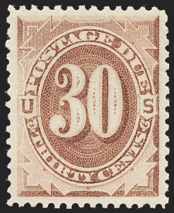 Sale 1221, Lot 1614, Postage Due, 30c Brown (J6) Sale 1221, Lot 1614, Postage Due