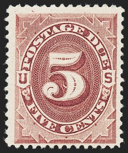 Sale 1221, Lot 1625, Postage Due, 5c Red Brown (J18) Sale 1221, Lot 1625, Postage Due