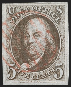 Sale 1227, Lot 2101, 5c 1847 Issue (Scott 1)