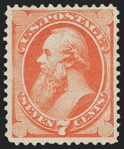 Sale 1227, Lot 2776, 1873 Continental Bank Note Co. Issue (Scott 156-166), 7c Orange Vermilion (160) Sale 1227, Lot 2776, 1873 Continental Bank Note Co. Issue (Scott 156-166)