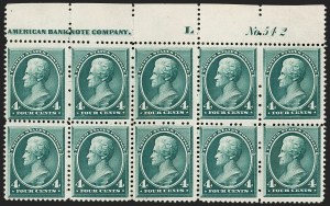 Sale 1227, Lot 3024, The Dr. Bernard S. Yudowitz Collection of Plate Blocks (Scott 11A-229)