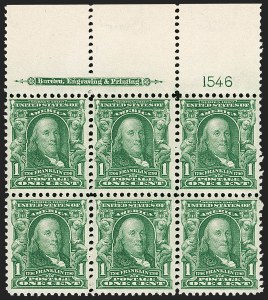 Sale 1227, Lot 3079, The Dr. Bernard S. Yudowitz Collection of Plate Blocks (Scott 300-423)