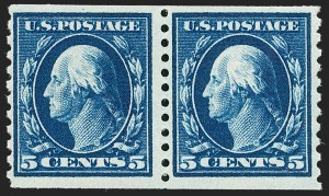 Sale 1227, Lot 3410, 1913-15 Washington-Franklin Issues (Scott 424-447), 5c Blue, Coil (447) Sale 1227, Lot 3410, 1913-15 Washington-Franklin Issues (Scott 424-447)