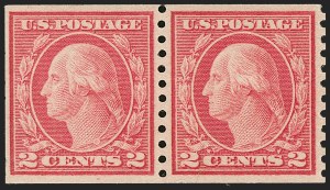 Sale 1227, Lot 3464, 1917-19 Washington-Franklin Issues (Scott 481-524), 2c Carmine, Ty. II, Coil (491) Sale 1227, Lot 3464, 1917-19 Washington-Franklin Issues (Scott 481-524)