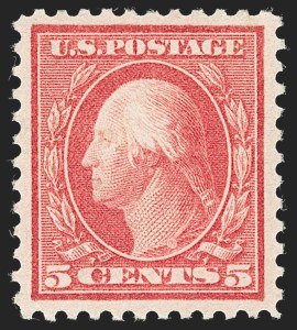 Sale 1227, Lot 3480, 1917-19 Washington-Franklin Issues (Scott 481-524), 5c Rose, Error (505) Sale 1227, Lot 3480, 1917-19 Washington-Franklin Issues (Scott 481-524)