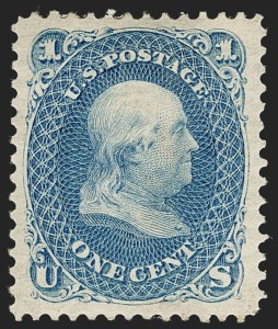 Sale 1230, Lot 1807, 1867-68 Grilled Issue and 1875 Re-Issue (Scott 79-111), 1c Blue, Re-Issue (102) Sale 1230, Lot 1807, 1867-68 Grilled Issue and 1875 Re-Issue (Scott 79-111)