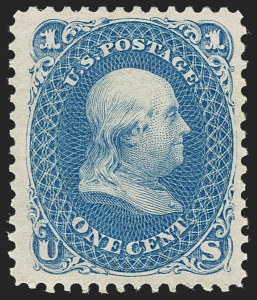 Sale 1230, Lot 1808, 1867-68 Grilled Issue and 1875 Re-Issue (Scott 79-111), 1c Blue, Re-Issue (102) Sale 1230, Lot 1808, 1867-68 Grilled Issue and 1875 Re-Issue (Scott 79-111)