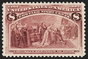 Sale 1230, Lot 1894, 1893 Columbian Issue (Scott 230-245), 8c Columbian (236) Sale 1230, Lot 1894, 1893 Columbian Issue (Scott 230-245)