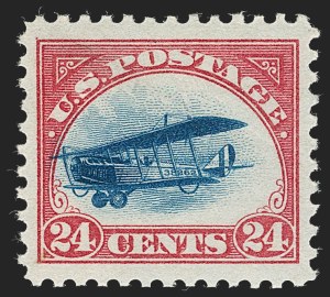 Sale 1235, Lot 1449, Air Post, 24c Carmine Rose & Blue, 1918 Air Post, Fast Plane Variety (C3 var) Sale 1235, Lot 1449, Air Post