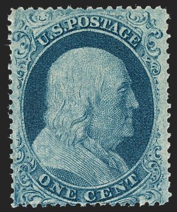 Sale 1240, Lot 184, 1857-60 Issue and 1875 Reprint (Scott 18-47), 1c Blue, Ty. I (18) Sale 1240, Lot 184, 1857-60 Issue and 1875 Reprint (Scott 18-47)
