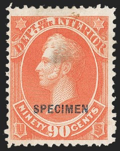 Sale 1240, Lot 596, Officials including Special Printings, 1c-90c Interior, Specimen Ovpt. (O15S-O24S) Sale 1240, Lot 596, Officials including Special Printings