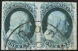 Sale 1242, Lot 101, One-Cent: Plate Three (Scott 7)