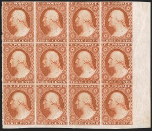 Sale 1242, Lot 134, Three-Cent: Orange Brown, Types I, II (Scott 10-10A)