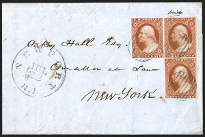 Sale 1242, Lot 157, Three-Cent: Orange Brown, Types I, II (Scott 10-10A)