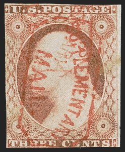Sale 1242, Lot 174, Three-Cent: Dull Red and Shades, Types I, II (Scott 11-11A)