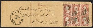 Sale 1242, Lot 190, Three-Cent: Covers and Fancy Cancels