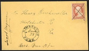 Sale 1242, Lot 197, Three-Cent: Covers and Fancy Cancels