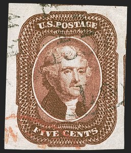 Sale 1242, Lot 285, Five-Cent: Off-Cover (Scott 12)
