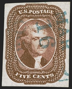 Sale 1242, Lot 287, Five-Cent: Off-Cover (Scott 12)