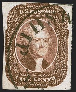 Sale 1242, Lot 288, Five-Cent: Off-Cover (Scott 12)