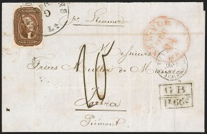 Sale 1242, Lot 318, Five-Cent: Foreign Mails (Scott 12)