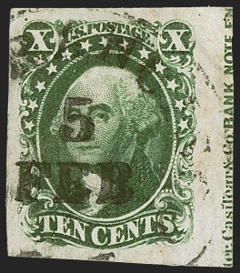 Sale 1242, Lot 339, Ten-Cent: Type II, Off-Cover (Scott 14)