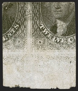 Sale 1242, Lot 421, Twelve-Cent: Off-Cover (Scott 17), 12c Black, Printed on Both Sides (17c) Sale 1242, Lot 421, Twelve-Cent: Off-Cover (Scott 17)