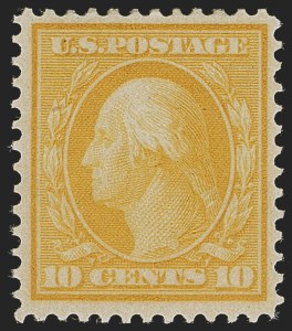 Sale 1244, Lot 407, 1908-13 Issues (Scott 328-396), 10c Yellow, Bluish (364) Sale 1244, Lot 407, 1908-13 Issues (Scott 328-396)