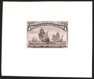 Sale 1245, Lot 1451, 1c-30c 1893 Columbian Issue (Scott 230-239), 4c Dark Violet, Large Die Essay on Thin Card (233-E2b) Sale 1245, Lot 1451, 1c-30c 1893 Columbian Issue (Scott 230-239)