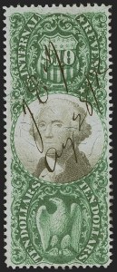 Sale 1254, Lot 1128, Revenues, Hunting Permits, Savings, $10.00 Green & Black, Third Issue (R149) Sale 1254, Lot 1128, Revenues, Hunting Permits, Savings