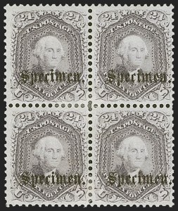 Sale 1254, Lot 523, The Mulholland Collection of Specimens - 1847 thru 1867 Issues, 2c-30c 1861 Issue, "Specimen" Ovpts. Ty. B (65S-B/78S-B) Sale 1254, Lot 523, The Mulholland Collection of Specimens - 1847 thru 1867 Issues