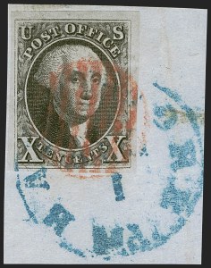 Sale 1255, Lot 105, 10c 1847 Issue: Gems and Cancellation Varieties (Scott 2)