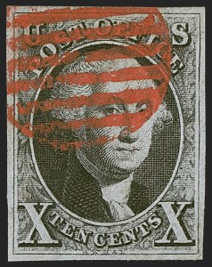 Sale 1255, Lot 110, 10c 1847 Issue: Gems and Cancellation Varieties (Scott 2)