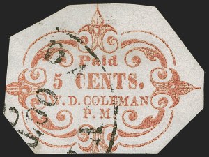 Sale 1255, Lot 1174, Confederate States: Postmasters' Provisionals