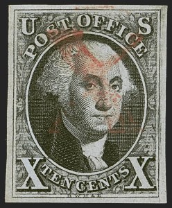 Sale Number 1255, Lot Number 119, 10c 1847 Issue: Gems and Cancellation Varieties (Scott 2)