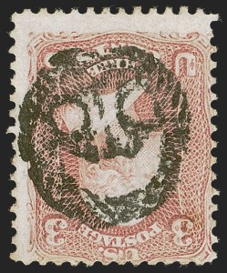 Sale 1255, Lot 407, 3c 1861 Issue, Cancellations (Scott 65)