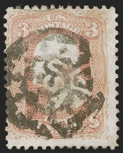 Sale 1255, Lot 416, 3c 1861 Issue, Cancellations (Scott 65)