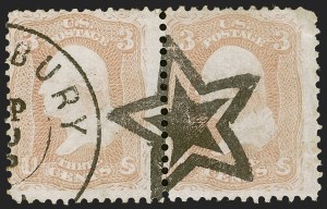 Sale 1255, Lot 431, 3c 1861 Issue, Cancellations (Scott 65)