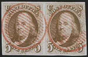 Sale 1255, Lot 59, 5c 1847 Issue, Cancellations: Grid and Fancy (Scott 1)