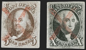 Sale 1255, Lot 87, 5c 1847 Issue, Cancellations: "Paid", "Way", Numerals (Scott 1)
