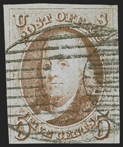 Sale 1255, Lot 98, 5c 1847 Issue, Cancellations: NYFM, Canada (Scott 1)