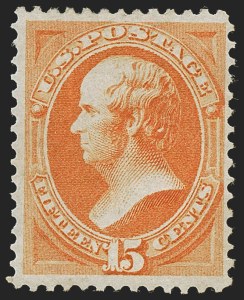 Sale 1256, Lot 2091, 1870-73 Bank Note Issues (Scott 134-166), 15c Bright Orange (152) Sale 1256, Lot 2091, 1870-73 Bank Note Issues (Scott 134-166)