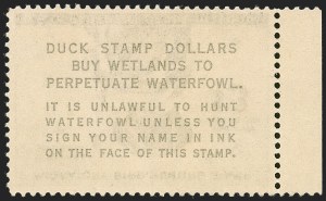 Sale 1258, Lot 3158, Errors and Varieties, $3.00 1959 Hunting Permit, Back Inscription Inverted (RW26a) Sale 1258, Lot 3158, Errors and Varieties