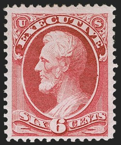 Sale 1262, Lot 1099, Back-of-Book Issues, 6c Carmine, Executive (O13) Sale 1262, Lot 1099, Back-of-Book Issues