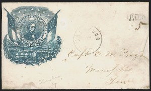 Sale 1262, Lot 401, C.S.A. Handstamped Paid and Due Markings