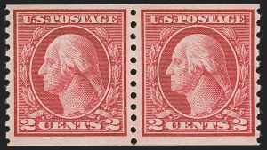 Sale 1278, Lot 3657, 1915-23 Issues (Scott 449-550), 2c Carmine Rose, Ty. I, Coil (453) Sale 1278, Lot 3657, 1915-23 Issues (Scott 449-550)