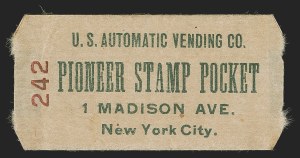 Sale 1289, Lot 664, 1902-08 Issue, Vending and Affixing Machine Perforations, 1c Blue Green, 2c Scarlet, U.S. Automatic Vending Co. Pocket Ty. 1-2 (314, 320b) Sale 1289, Lot 664, 1902-08 Issue, Vending and Affixing Machine Perforations